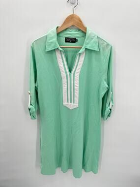 DUFFIELD LANE Seafoam Cotton Shift Dress // L